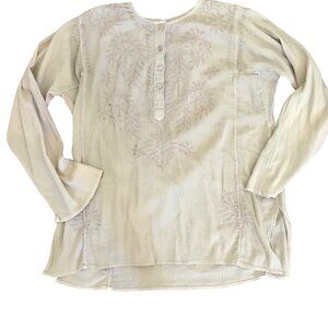 Funky People Women's Beige Lagenlook‎ Embroidered Tunic Blouse. Size S. Festival